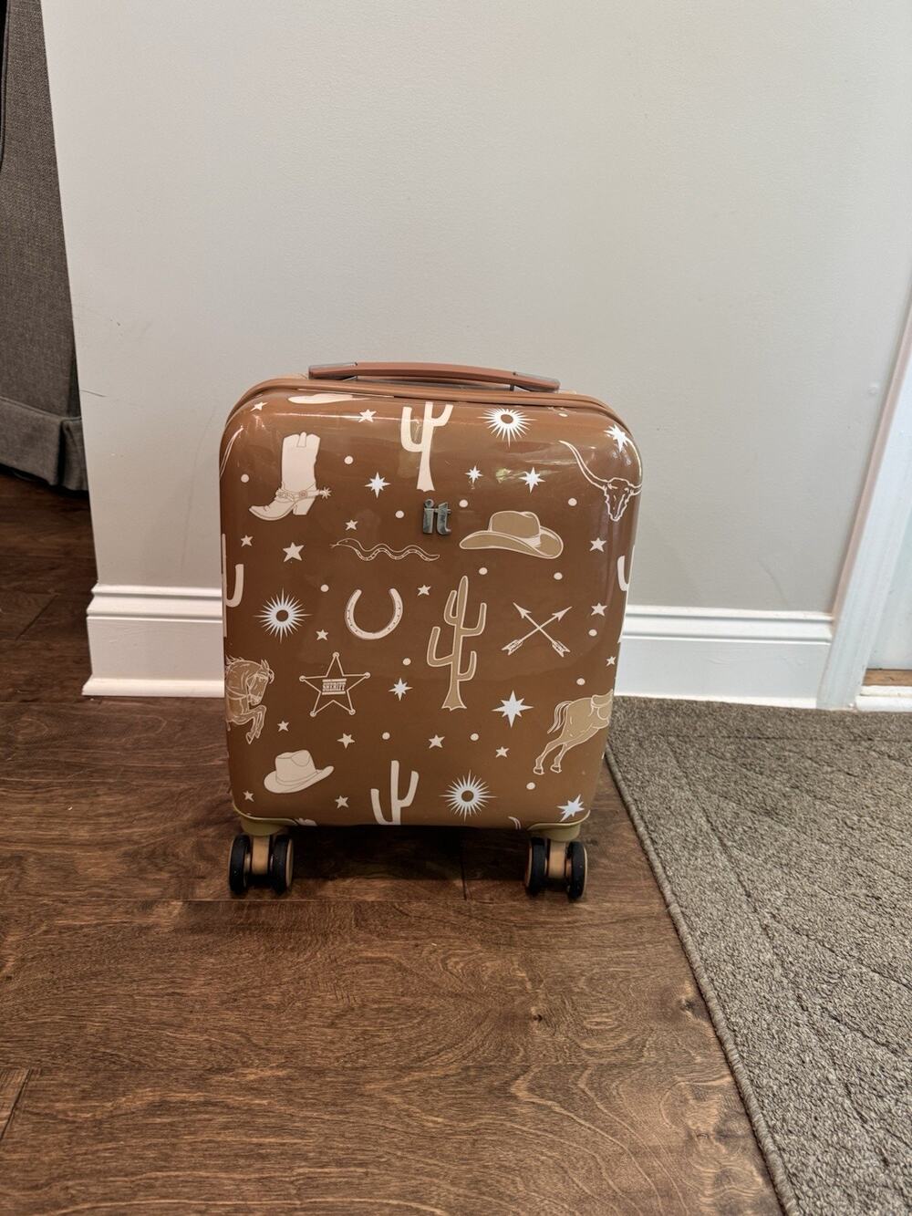 Metalik Western Cowboy print hard-sided carry-on from the brand it luggage RARE